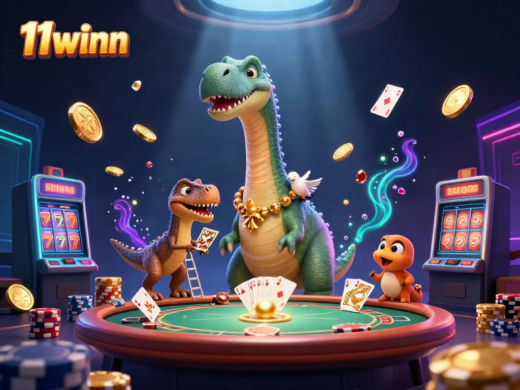 Experience the excitement of 11winn with a vibrant casino illustration showcasing fun gaming elements.