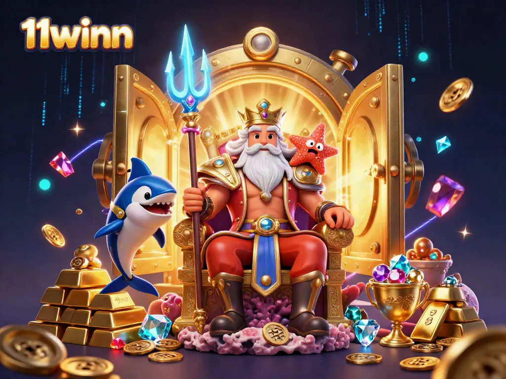 Engage in thrilling adventures with 11winn as the 3D sea king Neptune presides over a treasure-filled scene.