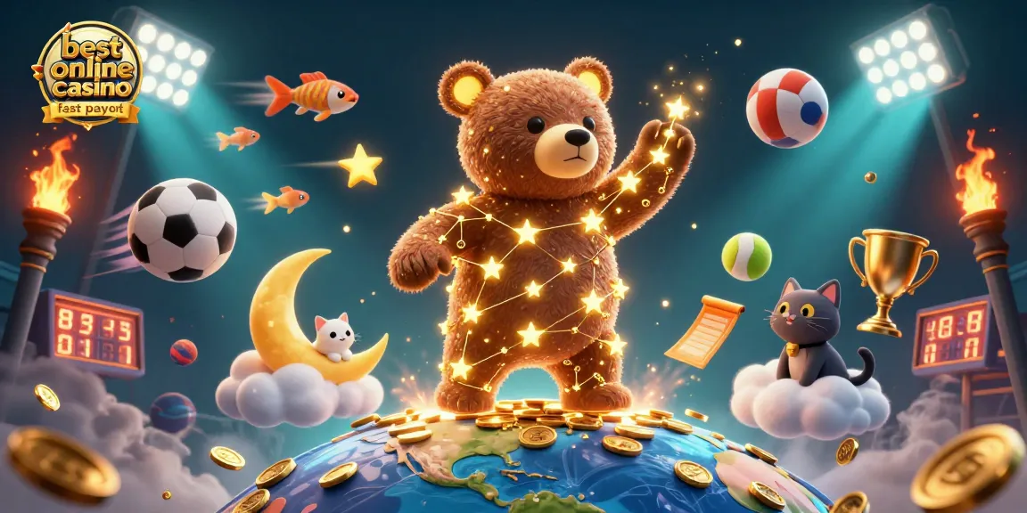 Win big at the best online casino fast payout with a colorful scene of stars and coins.