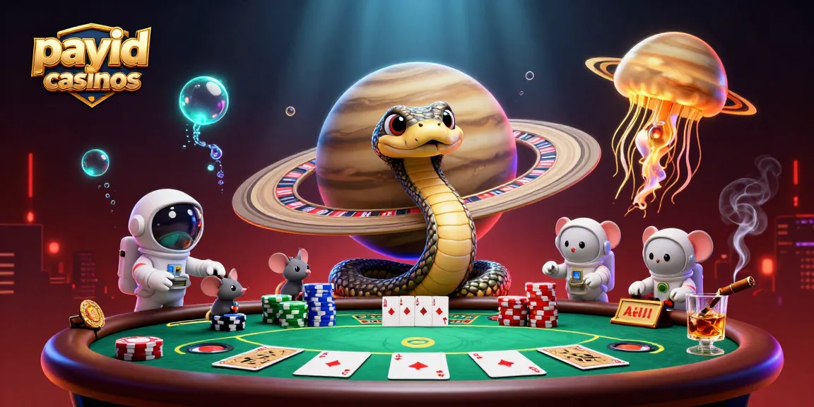 Experience thrilling payid casinos with an engaging cosmic dealer and adventurous bets.